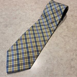 Tommy Hilfiger yellow and blue 100% silk tie made in USA